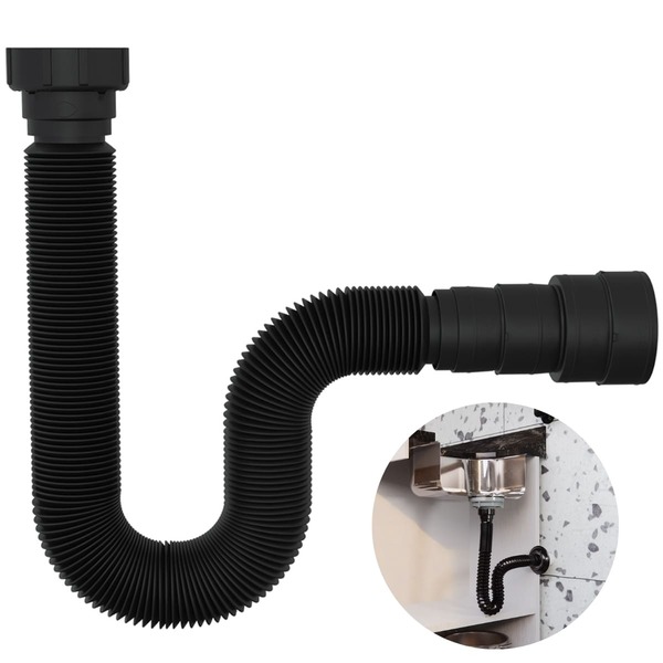 Sifão Sanfonado Universal 73cm Preto | Valeplast